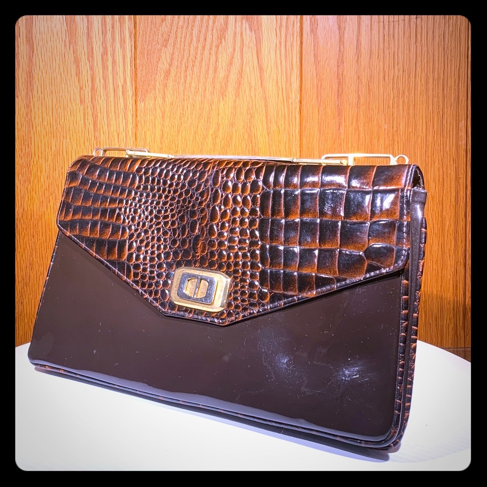 Vintage purse clutch evening bag patent leather